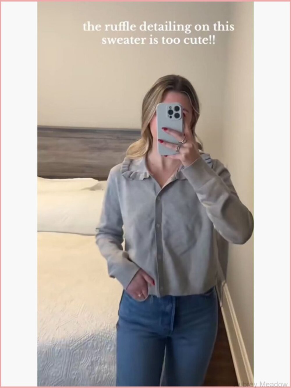 Ruffle Collar Cardigan Button Up Open Front Knit Jacket - Picture 6 of 7
